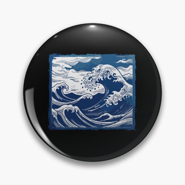 Item preview, Traditional Japanese Ocean Wave Linocut designed and sold by MotivaChic.