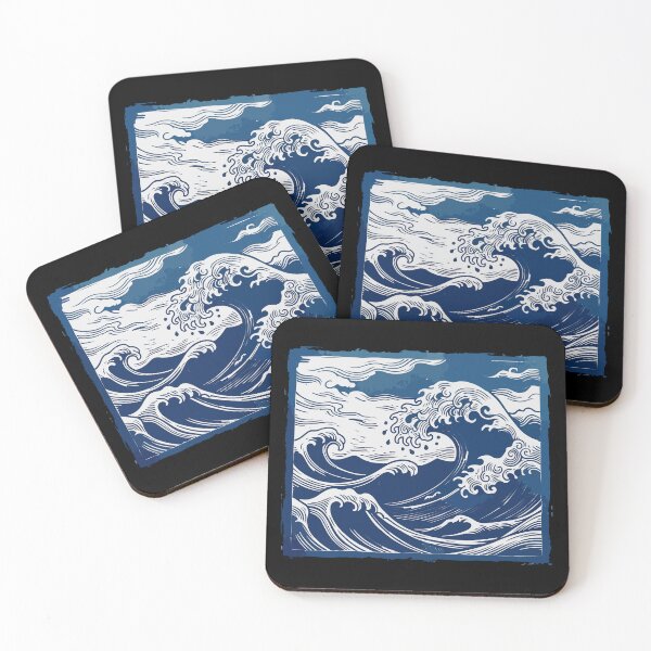 Item preview, Traditional Japanese Ocean Wave Linocut designed and sold by MotivaChic.