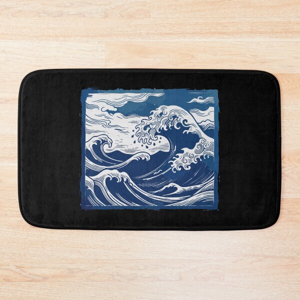 Item preview, Traditional Japanese Ocean Wave Linocut designed and sold by MotivaChic.