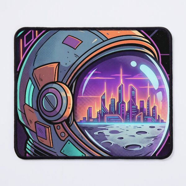 Item preview, Synthwave Astronaut Neon City Visor Reflection Retro Futuristic Space Art designed and sold by Void and Neon.
