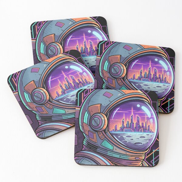 Item preview, Synthwave Astronaut Neon City Visor Reflection Retro Futuristic Space Art designed and sold by Void and Neon.