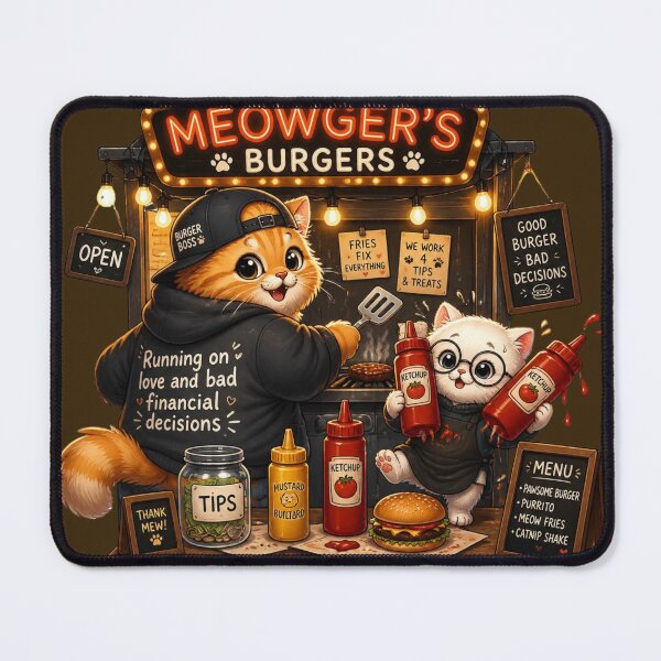 Item preview, Meowgers Burgers Late Night Cats Illustration designed and sold by alvinavery.