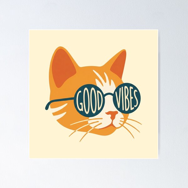 Item preview, Good Vibes Cat Sunglasses Design designed and sold by WormJ.
