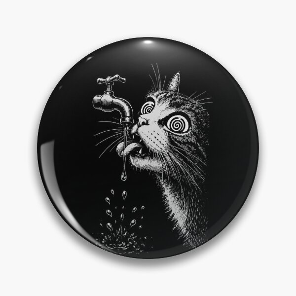 Item preview, Funny Trippy Cat – Vintage Monochrome Artwork designed and sold by ChaoticCatIlust.