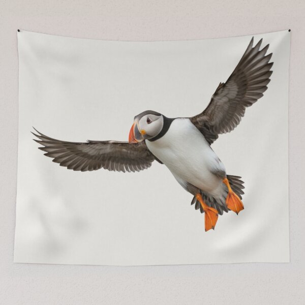 Item preview, Atlantic Puffin in Flight – Coastal Wildlife Illustration designed and sold by The Digital Compass.