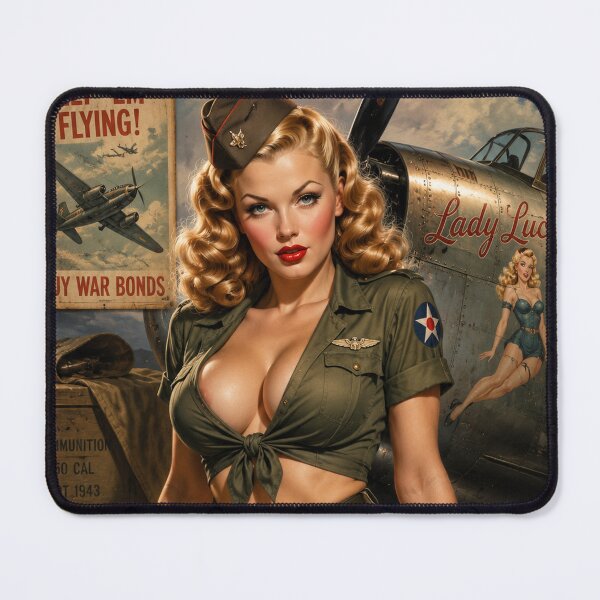 Item preview, WWII Pin Up Bomber Girl Vintage Military Nose Art Poster designed and sold by MissSaylor.