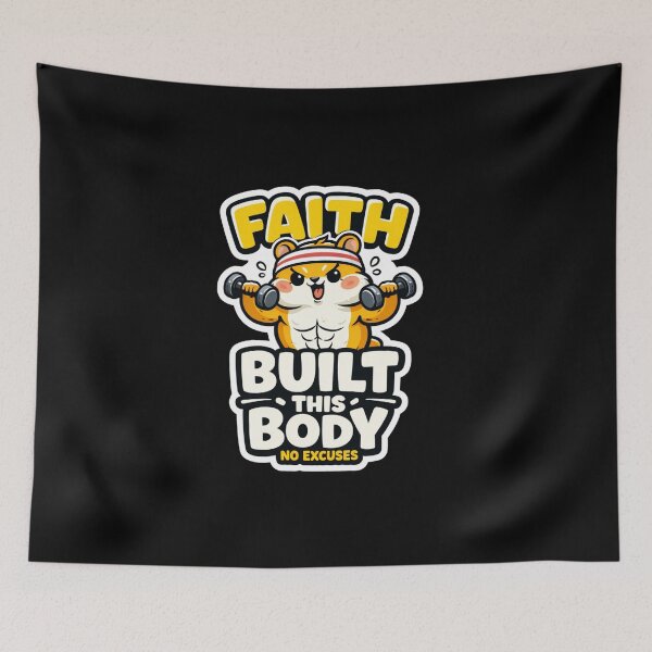 Item preview, Cute Fitness Hamster Shirt – Faith Built This Body No Excuses designed and sold by ArtsBorn2Create.