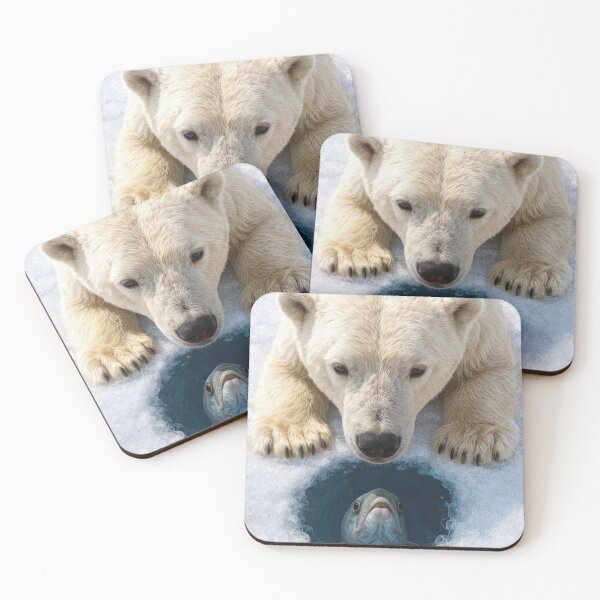 Item preview, Polar Bear Staring at a Fish in Ice Hole designed and sold by Maria Dryfhout.