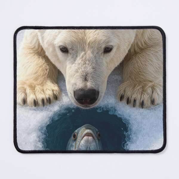 Item preview, Polar Bear Staring at a Fish in Ice Hole designed and sold by Maria Dryfhout.