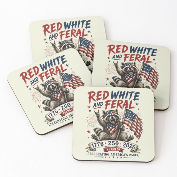 Item preview, Red White Feral Raccoon America 250th Patriotic, Funny Raccoon designed and sold by D4nnyBoiArt.
