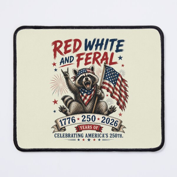 Item preview, Red White Feral Raccoon America 250th Patriotic, Funny Raccoon designed and sold by D4nnyBoiArt.
