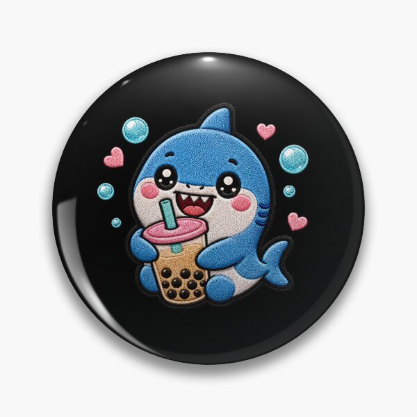Item preview, Baby Shark Bubble Tea Embroidery Patch Cute Kawaii designed and sold by ColorSplash123.