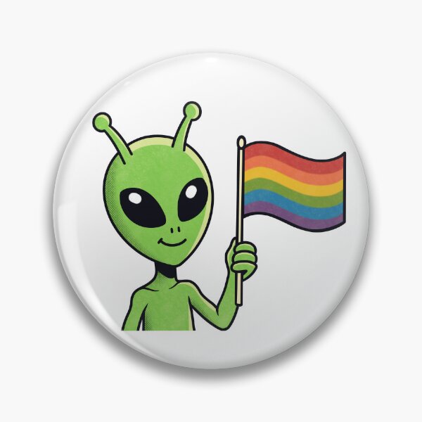 Item preview, Cute Green Alien Holding Pride Flag designed and sold by Anne97s.