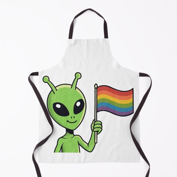 Item preview, Cute Green Alien Holding Pride Flag designed and sold by Anne97s.