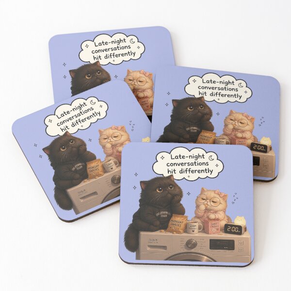 Item preview, Late Night Conversations Hit Differently Cats Illustration designed and sold by alvinavery.