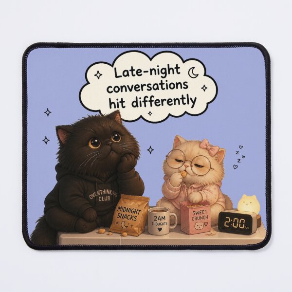 Item preview, Late Night Conversations Hit Differently Cats Illustration designed and sold by alvinavery.