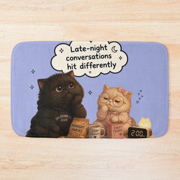 Item preview, Late Night Conversations Hit Differently Cats Illustration designed and sold by alvinavery.