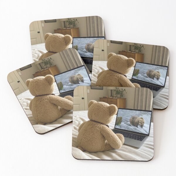Item preview, Teddy Bear Watching Wild Bear on Laptop designed and sold by Maria Dryfhout.