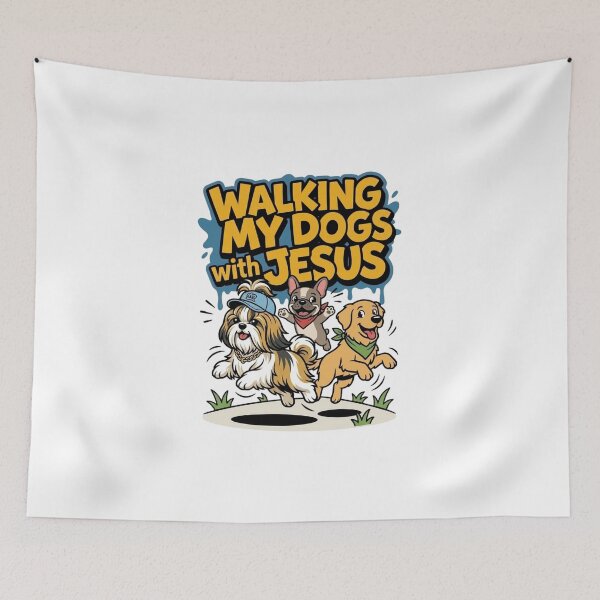Item preview, Cute Christian Dog Walking Shirt – Walking My Dogs With Jesus designed and sold by ArtsBorn2Create.