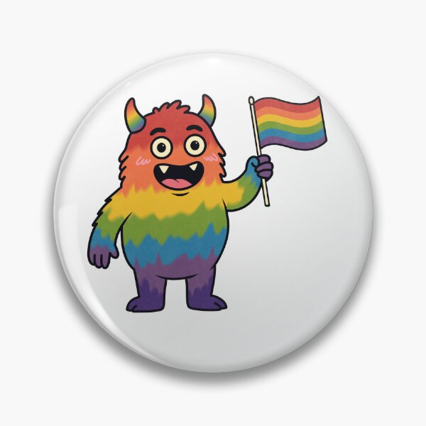 Item preview, Cute Rainbow Monster with Pride Flag designed and sold by Anne97s.