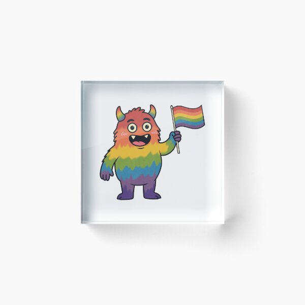 Item preview, Cute Rainbow Monster with Pride Flag designed and sold by Anne97s.