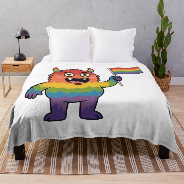 Item preview, Cute Rainbow Monster with Pride Flag designed and sold by Anne97s.