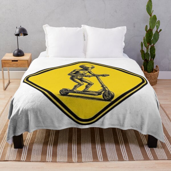 Item preview, Alien on Scooter Warning Sign | Funny Sci-Fi UFO Crossing Design designed and sold by MemesCreate1.