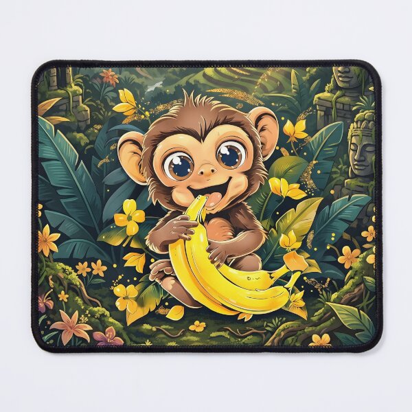 Item preview, Monkey with bananas in the jungle paradise. designed and sold by MyHappyArtShop.