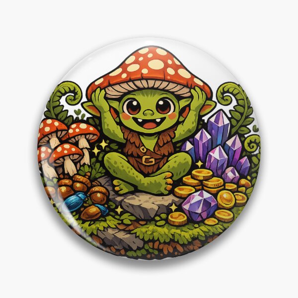 Item preview, Goblin Hoard Sticker — Cute Mushroom Crystal Forest Creature designed and sold by MangaHorse.
