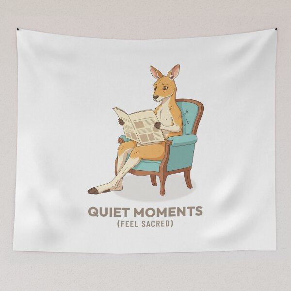 Item preview, Kangaroo Reading Newspaper Retro Slow Living Art designed and sold by Cozy Vintage Animal.
