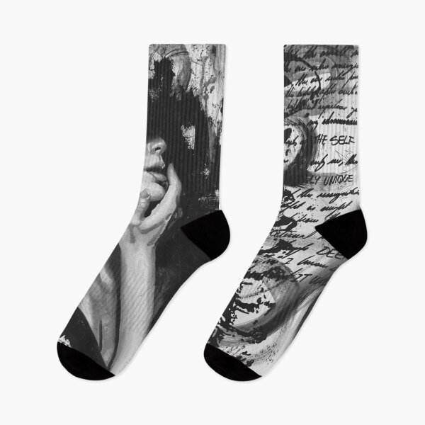 Item preview, Failure to Loosen | Black and White Mixed Media Portrait designed and sold by CheHojas.