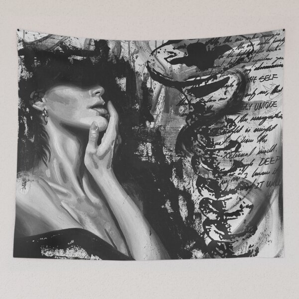 Item preview, Failure to Loosen | Black and White Mixed Media Portrait designed and sold by CheHojas.