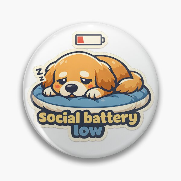 Aperçu de l'œuvre Batterie sociale faible Design mignon pour amoureux des chiens créée et vendue par Naviora.