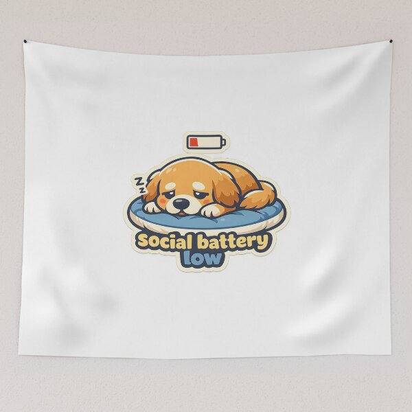 Item preview, Social Battery Low Cute Dog Lover Design designed and sold by Naviora.
