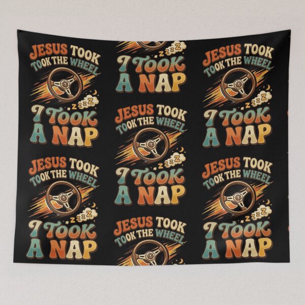 Item preview, Funny Christian Nap Shirt – Jesus Took The Wheel Vintage Retro Design designed and sold by ArtsBorn2Create.