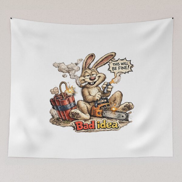 Item preview, Bad Idea Rabbit Sticker – Funny Dynamite Cartoon Chaos Art designed and sold by Felixuss.