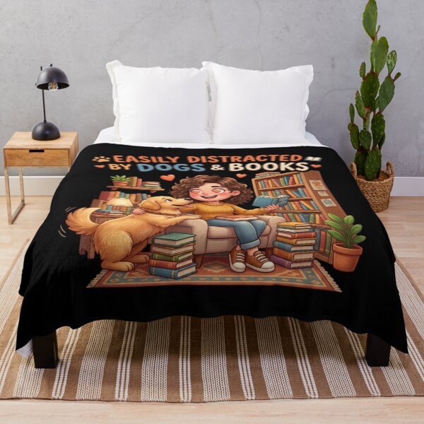 Item preview, Easily Distracted By Dogs And Books Funny designed and sold by pradeepvisuals.