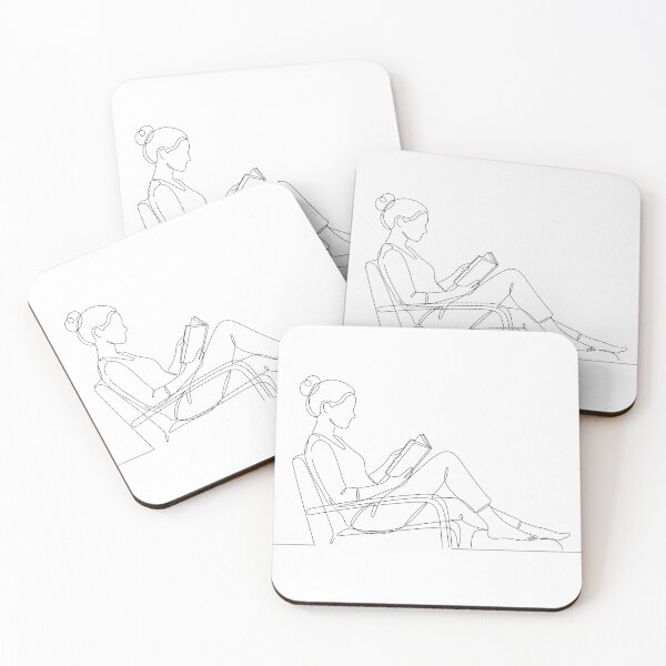 Item preview, Minimalist Line Art Woman Reading Book Relaxing designed and sold by Opal Aura .