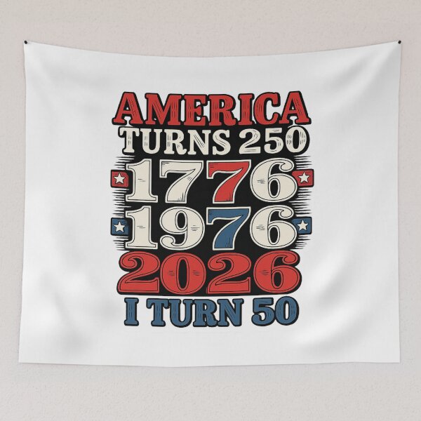 Item preview, America Turns 250 I Turn 50 1776,1976,2026 T-Shirt designed and sold by MerchlyMike.