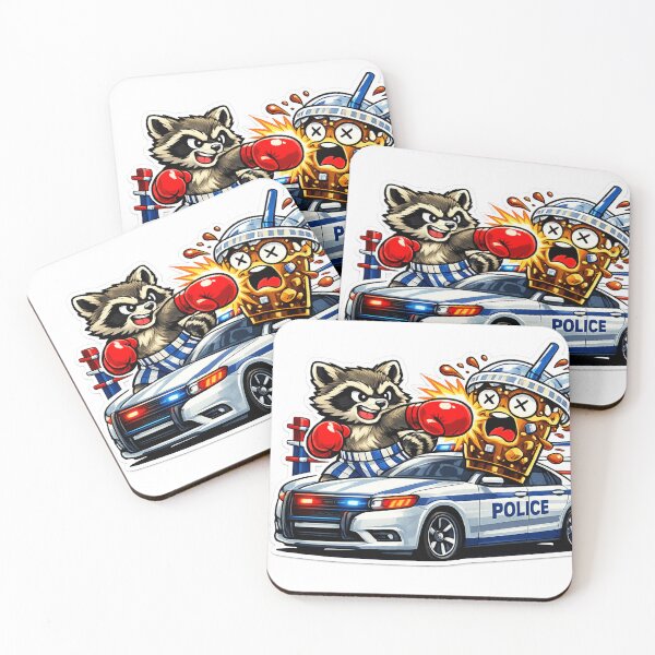 Item preview, Trash Panda Boxing - Funny Raccoon Police Car Sticker designed and sold by sabarinath3421.