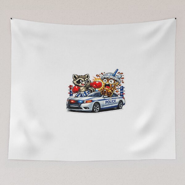 Item preview, Trash Panda Boxing - Funny Raccoon Police Car Sticker designed and sold by sabarinath3421.