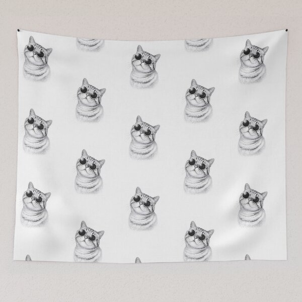 Item preview, Black and White Hipster Cat – Viral Aesthetic Art designed and sold by ChaoticCatIlust.