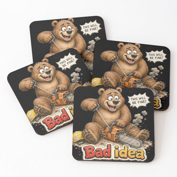 Item preview, Bad Idea Bear Sticker – Funny Chainsaw Cartoon Art designed and sold by Felixuss.