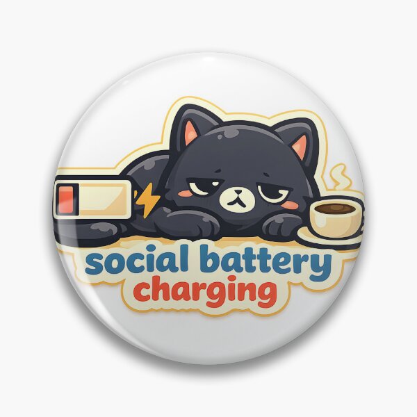 Item preview, Social Battery Charging Black Cat Coffee Design designed and sold by Naviora.