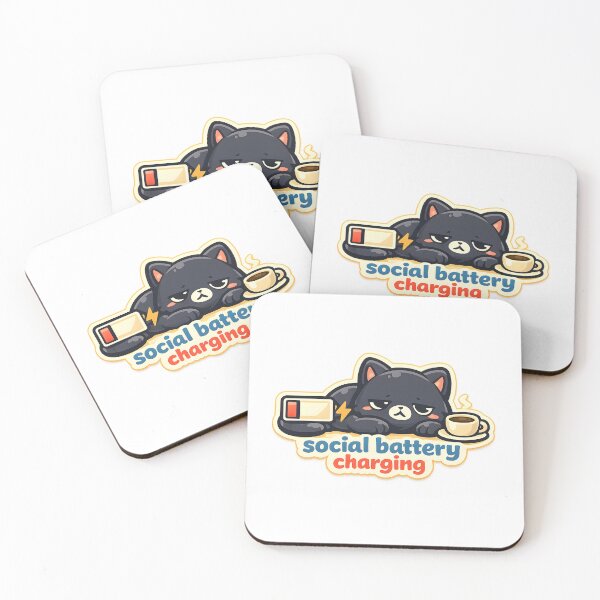 Item preview, Social Battery Charging Black Cat Coffee Design designed and sold by Naviora.