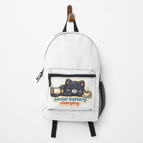 Item preview, Social Battery Charging Black Cat Coffee Design designed and sold by Naviora.