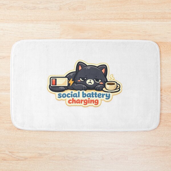 Item preview, Social Battery Charging Black Cat Coffee Design designed and sold by Naviora.