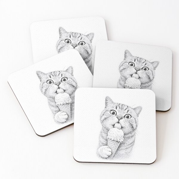 Item preview, Cute Cat Eating Ice Cream Funny Kawaii Design designed and sold by ChaoticCatIlust.