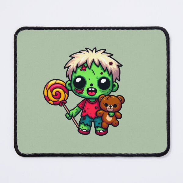 Item preview, Adorable Zombie Kid with Teddy Bear and Lollipop – Cute Horror Art designed and sold by NerdiPop.