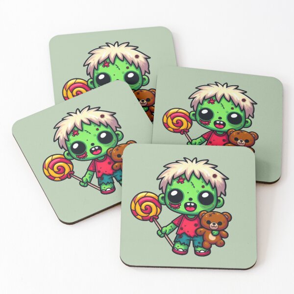 Item preview, Adorable Zombie Kid with Teddy Bear and Lollipop – Cute Horror Art designed and sold by NerdiPop.